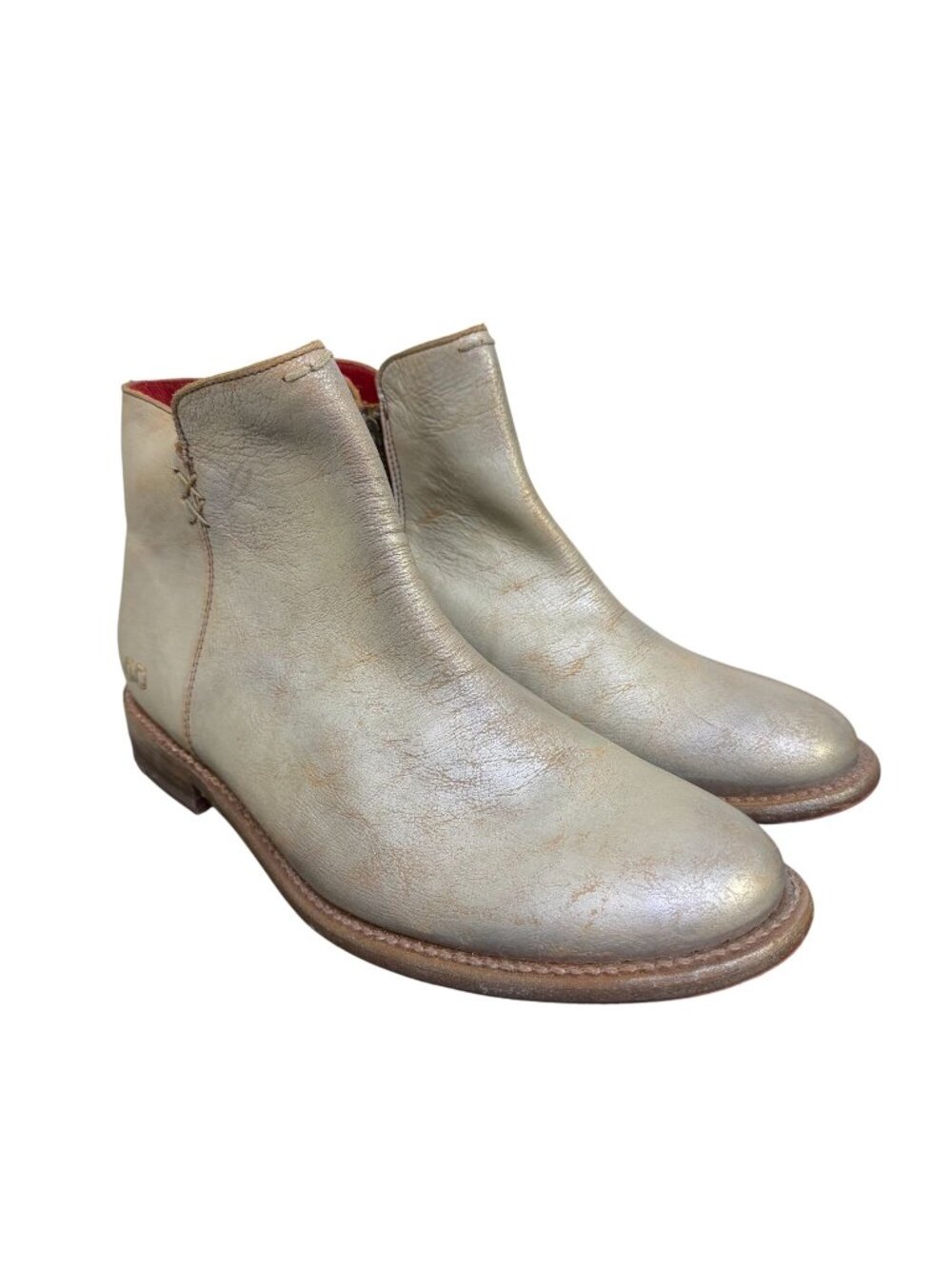 Bed Stu Distressed Ankle Boots Silver Leather Size 10